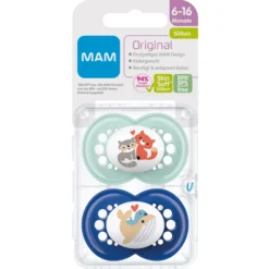 MAM Fopspeen Original Silicone, 6-16 Maanden, 2 Stuks, Vos/walvis -Lief En Klein mam fopspeen original silicone 6 16 maanden 2 stuks vos walvis a382464 4