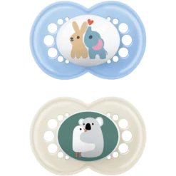 MAM Fopspeen Original Silicone, 6-16 Maanden, 2st, Elefant/Koala