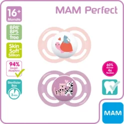 MAM Fopspeen Perfect Silicone, 16+ Maanden, 2st, S Child Pad/zebra -Lief En Klein mam fopspeen perfect silicone 16 maanden 2st s child pad zebra a382491 4