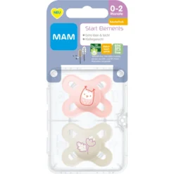 MAM Fopspeen Start Elements Latex, 2 Stuks, Uil/Bloem -Lief En Klein mam fopspeen start elements latex 2 stuks uil bloem a394276 4