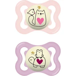 MAM Fopspeen Supreme Night Silicone, 0-6 Maanden, 2st, Kat/kikker