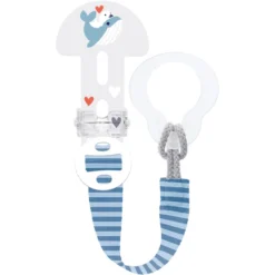 MAM Fopspeenband Clip It! 0+ Maanden, 1 Stuk, Walvis