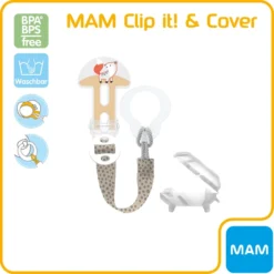 MAM Fopspeenriem Clip It! En Hoes, Vos Beige -Lief En Klein mam fopspeenriem clip it en hoes vos beige a326502 2