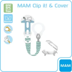 MAM Fopspeenriem Clip It! En Hoes, Wasbeerblauw -Lief En Klein mam fopspeenriem clip it en hoes wasbeerblauw a326501 2