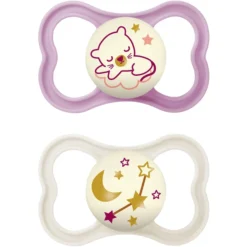 MAM Nachtfopspeen Air Night Silicone, 6-16 Maanden, 2 Stuks, Tiger /stars