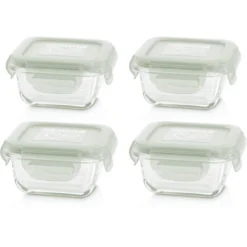 Miniland Set 4 4 NaturSquare 4-delige Set Vierkante Glazen Container Groen -Lief En Klein miniland set 4 4 natursquare 4 delige set vierkante glazen container groen a264149 2