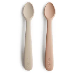 Mushie Siliconenlepel, Blush /Shifting Sand