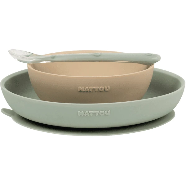 Nattou Eetset 3 Stuks Sand /Groen 1 Nattou Eetset 3 Stuks Sand /Groen