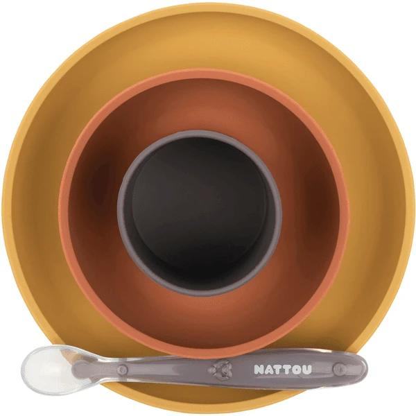 Nattou Eetset 4 Stuks Curry/Terracotta 3 Nattou Eetset 4 Stuks Curry/Terracotta - Afbeelding 3