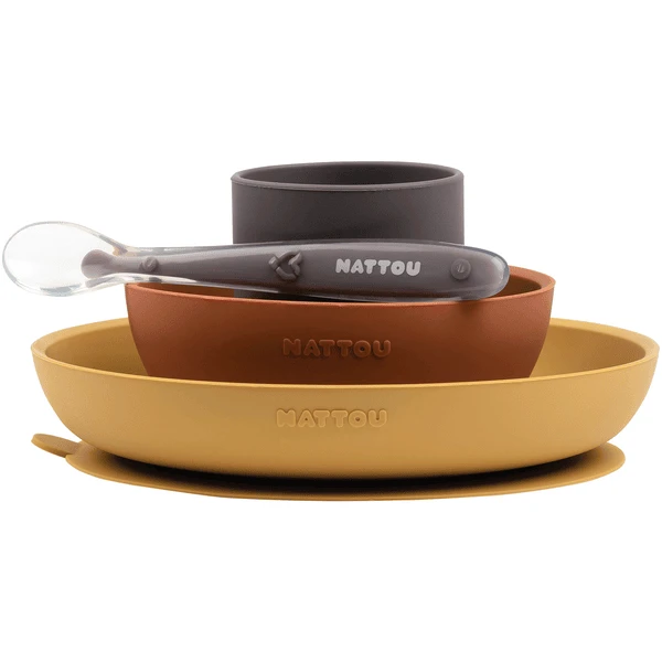 Nattou Eetset 4 Stuks Curry/Terracotta 4 Nattou Eetset 4 Stuks Curry/Terracotta - Afbeelding 4