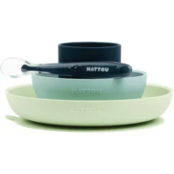 Nattou Eetset 4 Stuks Groen/blauw