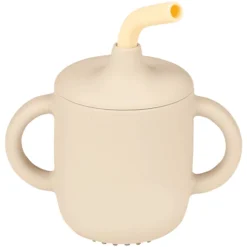 Nattou Siliconen Beker Met Rietje Sand Kleur / Vanille
