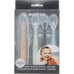 Nattou Siliconen Set 4 Lepels + Etui -Lief En Klein nattou siliconen set 4 lepels etui a309559 4