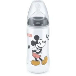 NUK Babyfles First Choice + Disney Mickey Mouse 300 Ml, Temperatuur Control Grij