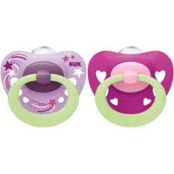 NUK Fopspeen Sig Nature Night , Meisje Gr.1, 4 Stuks -Lief En Klein nuk fopspeen sig nature night meisje gr 1 4 stuks a306804 2