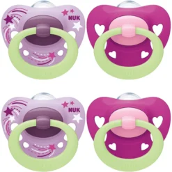 NUK Fopspeen Sig Nature Night , Meisje Gr.3, 4 Stuks