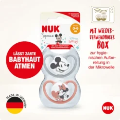 NUK Fopspeen Space Disney "Mickey" 0-6 Maanden 4 St. In Grijs/rood -Lief En Klein nuk fopspeen space disney mickey 0 6 maanden 4 st in grijs rood a329561 2