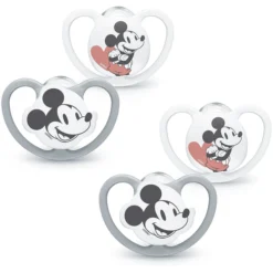 NUK Fopspeen Space Disney "Mickey" 6-18 Maanden, 4 St. In Grijs/wit