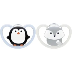 NUK Fopspeen Space Grootte 1 Siliconenpinguïn/vos, 4 Stuks -Lief En Klein nuk fopspeen space grootte 1 siliconenpinguin vos 4 stuks a305709 2