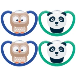NUK Fopspeen Space Maat 3 Siliconen Uil/panda 4 Stuks