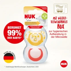 NUK Fopspeen Ster, Maat 3 In Geel/rood -Lief En Klein nuk fopspeen ster maat 3 in geel rood a349867 3