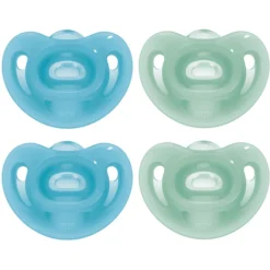 NUK Fopspeenvol Sensitive Silicone Maat 2 Groen/blauw 4 Stuks Uit De 6e Maand