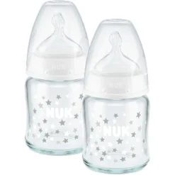 NUK Glazen Fles First Choice ⁺ Vanaf De Geboorte 120 Ml, Temperatuur Control In Een Dubbele Verpakking Wit -Lief En Klein nuk glazen fles first choice vanaf de geboorte 120 ml temperatuur control in een dubbele verpakking wit a329550 3