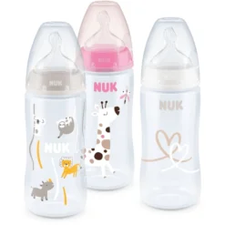 NUK Set Van 3 Flessen First Choice ⁺ Temperatuur Control , 300 Ml Roze/wit/beige
