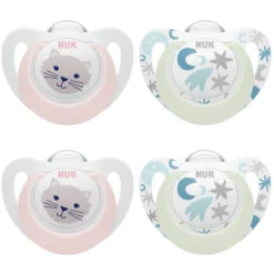 NUK Soother Star Day & Night , Maat 1 In Roze/lichtblauw