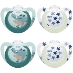 NUK Soother Star Day & Night , Maat 2 In Groen/blauw