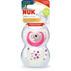 NUK Soother Star Day & Night , Maat 3 In Roze/roze -Lief En Klein nuk soother star day amp night maat 3 in roze roze a349878 2