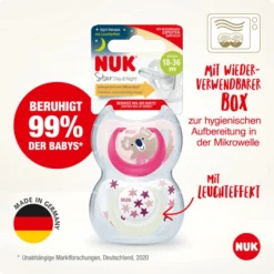 NUK Soother Star Day & Night , Maat 3 In Roze/roze -Lief En Klein nuk soother star day amp night maat 3 in roze roze a349878 3