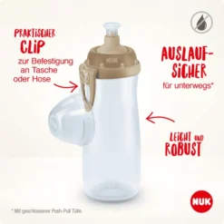 NUK Sportbeker "Minnie" Met Soft-push-pull Schenktuit Van Silicone Met Clip, 450 Ml In Grijs -Lief En Klein nuk sportbeker minnie met soft push pull schenktuit van silicone met clip 450 ml in grijs a329390 4