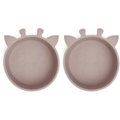 Nuuroo Siliconen Kommetje Alex Giraffe 2 Stuks, Houtrose