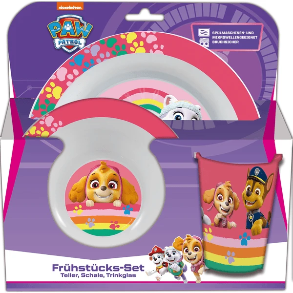 P:os Ontbijtset Paw Patrol, Meisje, 3st. 2 P:os Ontbijtset Paw Patrol, Meisje, 3st. - Afbeelding 2