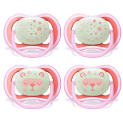 Philips Avent Nacht Fopspeen Ultra Air SCF376/22 Night 6 - 18 M Meisje 4 Stuks