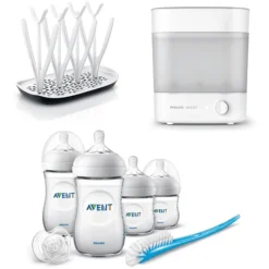 Philips Avent Starterset Met Flessensterilisator SCF291/00, Babyflessenset Natural SCD301/01 En Droogrek SCF149/00