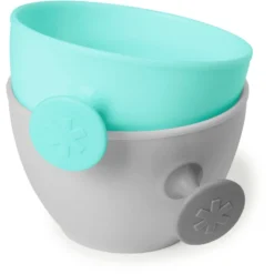 SkipHop Brew Bowls Easy Grab, Grijs/ Turkoois, Set Van -Lief En Klein skiphop brew bowls easy grab grijs turkoois set van a315488 4
