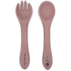 The Cotton Cloud Kinderbestekset Van Silicone Dusty Roze