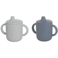 The Cotton Cloud Siliconen Drinkbekerset, Lili De Beer, Indigo /Sky